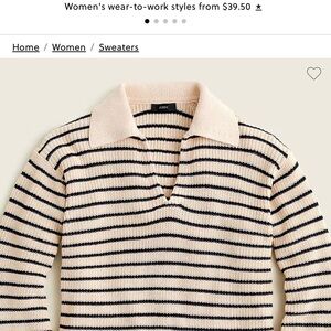 J Crew Relaxed Collared Cotton Sweater in Stripe